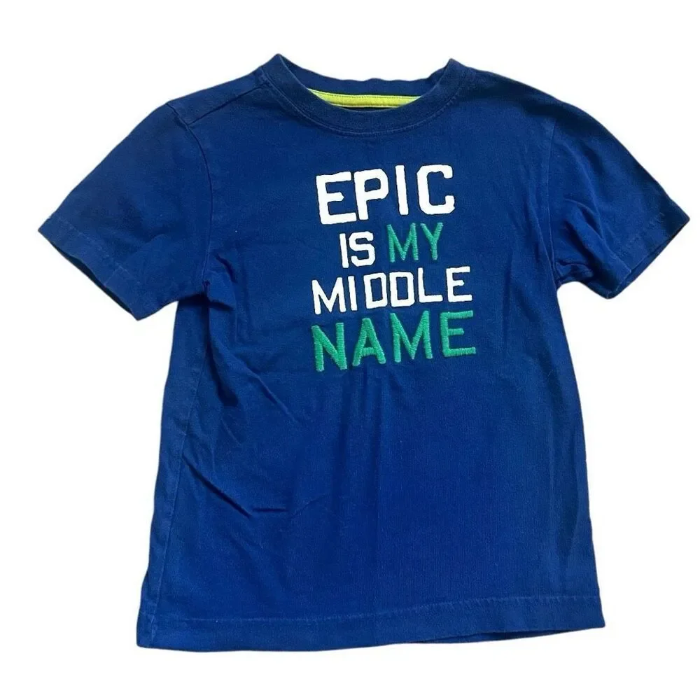 Youth Boys Gymboree Epic is My Middle Name Stitched  Graphic Tee Shirt - Sz 5